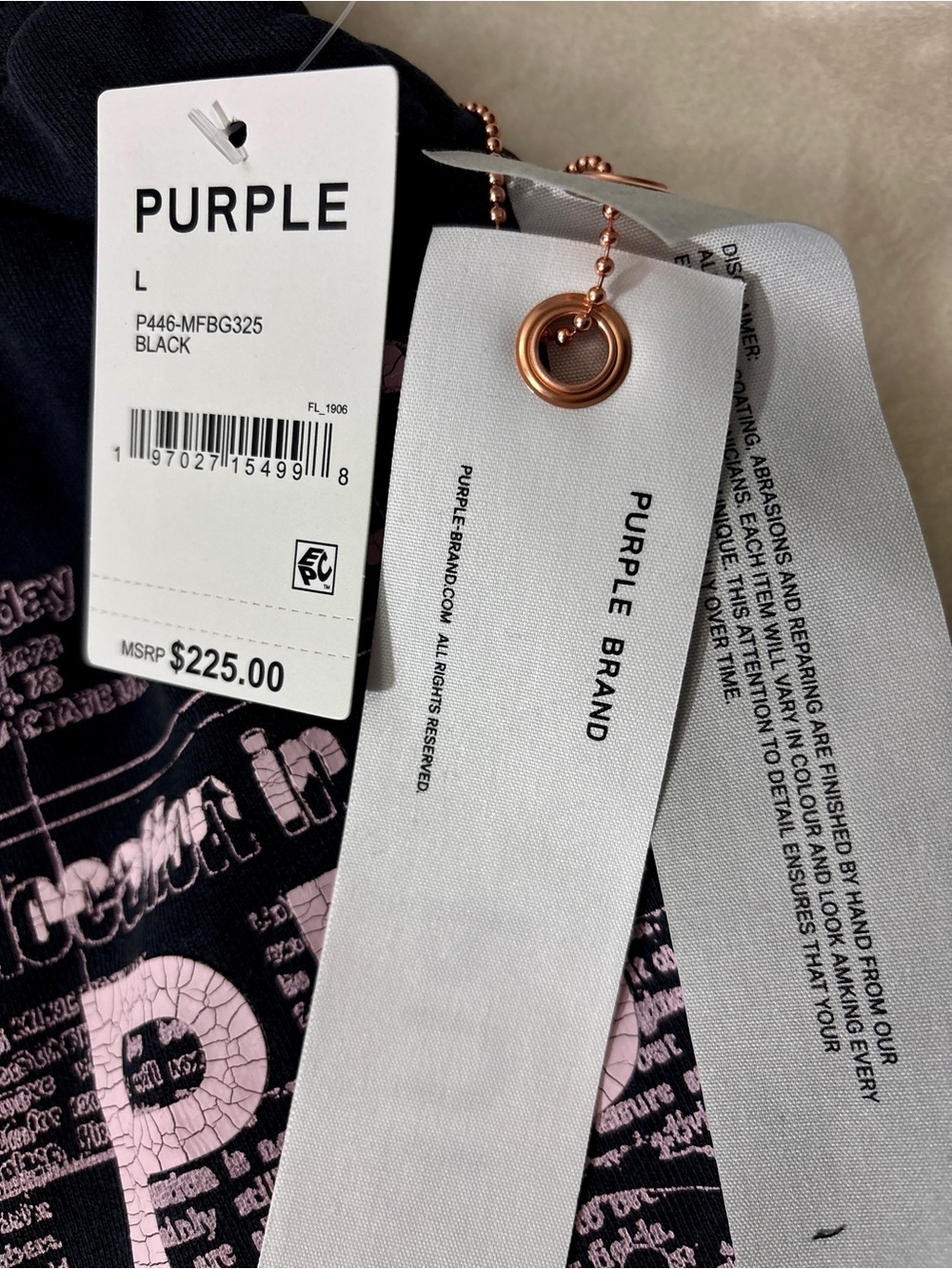 Purple Brand Fleece Shorts Black Beauty Graphic Print Size Large NWT - Picture 3 of 5